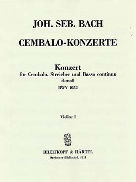 Illustration de Concerto BWV 1052 en ré m pour clavecin et cordes - Violon 1