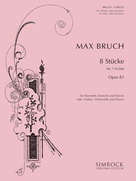Illustration de 8 Pièces op. 83 pour violon/clarinette, alto/violoncelle et piano - N° 7 en si b M