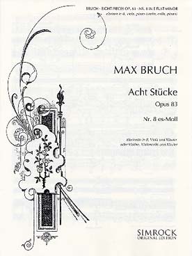 Illustration de 8 Pièces op. 83 pour violon/clarinette, alto/violoncelle et piano - N° 8 en mi b m