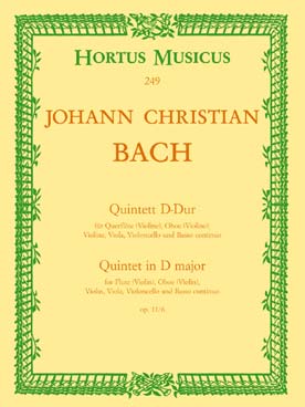 Illustration de Quintette op. 11/6 en ré M pour flûte (violon), hautbois (violon), violon, alto, violoncelle et basse continue