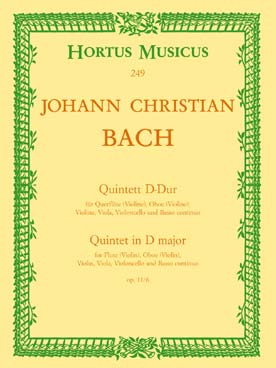 Illustration de Quintette op. 11/6 en ré M pour flûte (violon), hautbois (violon), violon, alto, violoncelle et basse continue