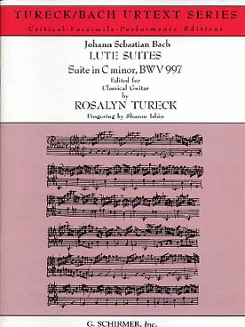Illustration de Suites pour luth - N° 2 BWV 997 en la m (doigtés de Isbin avec fac-similé)