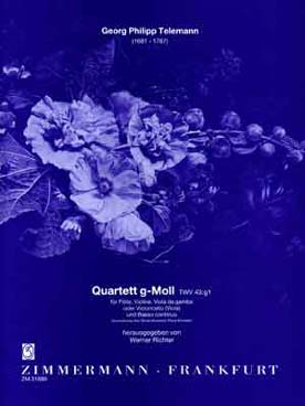 Illustration de Quatuor en sol m pour flûte, violon, viole de gambe et basse continue