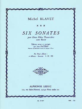 Illustration blavet sonates (6) sans basse vol. 1
