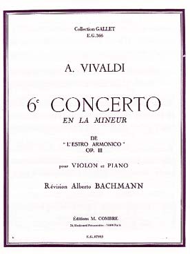 Illustration de Concerto op. 3 "L'Estro armonico" N° 6 RV 356 en la m - éd. Combre