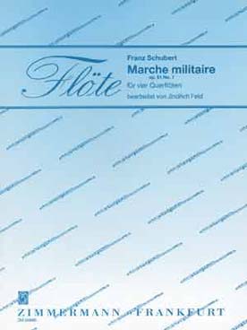 Illustration de Marche Militaire op. 51/1, tr. Feld pour 4 flûtes (C + P)