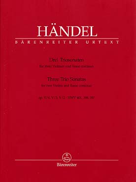 Illustration de 3 Sonates en trio op. 5/6, 5/3 et 5/2 pour 2 violons (2 flûtes) et basse continue