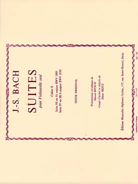Illustration de 6 Suites BWV 1007-1012 - éd. Alphonse Leduc, texte authentique, rév. Bitsch/Heitz * Vol. B : Suites 3 et 4 BWV 1009-1010