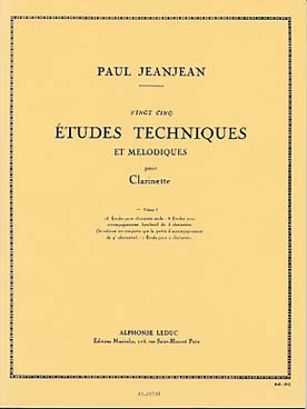 Illustration de 25 Études techniques et mélodiques - Vol. 1 : 16 études pour clarinette seule - 8 études avec accomp. facultatif de 3 clarinettes - 1 étude pour 2 clar.