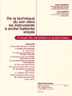 Illustration de De la technique du son dans les instruments à anche battante simple, à l'usage des clarinettistes et des saxophonistes (livre)