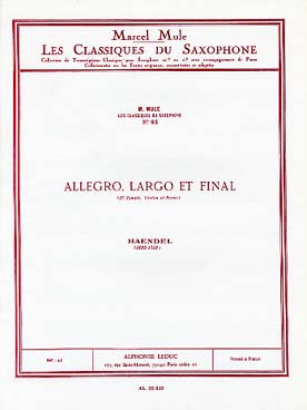 Illustration de Allegro, largo et final (N° 95 des Classiques du saxophone)