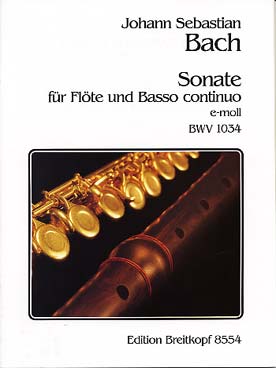 Illustration de Sonate BWV 1034 N° 5 en mi m pour flûte et basse continue - éd. Breitkopf, rév. Kuijken