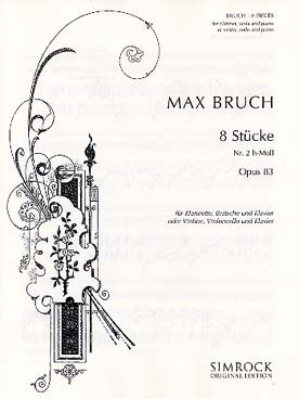 Illustration de 8 Pièces op. 83 pour violon/clarinette, alto/violoncelle et piano - N° 2 en si b m