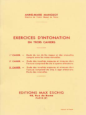 Illustration de Exercices d'intonation - 3e Cahier : étude des tonalités majeures et mineures - étude des intervalles