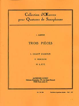 Illustration de 3 Pièces : Chant d'amour - Berceuse - L'été (tr. Mule pour 4 saxos, C + P)