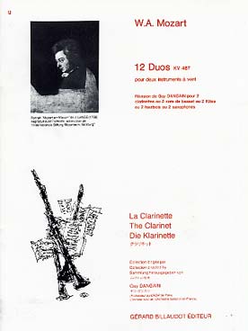 Illustration de 12 Duos K 487 Kegelduette (des quilles), tr. Dangain pour 2 clarinettes (ou saxophones ou flûtes ou hautbois)