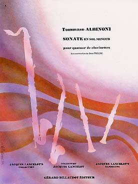 Illustration de Sonate en sol m, tr. Thilde pour quatuor (petite cl., 2 cl. si b et cl. basse)