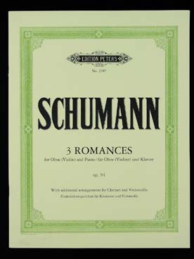 Illustration de 3 Romances op. 94 pour hautbois ou ou clarinette en la et piano)