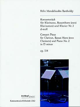 Illustration de Konzertstück N° 2 op. 114 en ré m pour 2 clarinettes ou clarinette et cor de basset et réduction piano