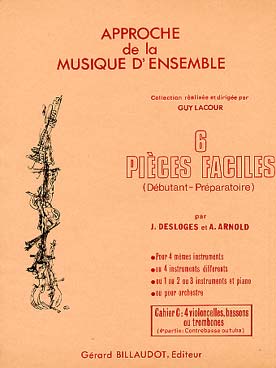 Illustration de 6 Pièces faciles pour ensemble homogène ou mixte ou orchestre junior - Vol. C : violoncelles, bassons ou trombones (4e : contrebasse ou tuba)