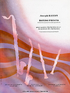 Illustration de Rondo presto (extrait du quatuor à cordes op. 33 N° 3), tr. Lancelot pour 4 cl. si b ou quatuor de clarinettes