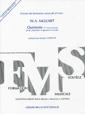 Illustration de Dossier de Formation Musicale N° 3 sur MOZART : Quintette pour clarinette et cordes (1er mouvement) - Livre du professeur