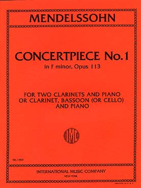 Illustration de Pièce de concert op. 113 N° 1 en fa m pour clarinette, basson et piano ou 2 clarinettes et piano