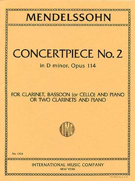 Illustration de Pièce de concert op. 114 N° 2 en ré m pour clarinette, basson (ou violoncelle) et piano ou 2 clarinettes et piano