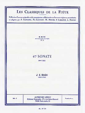 Illustration de Sonate BWV 1033 N° 4 en do M - éd. Leduc, rév. Moyse