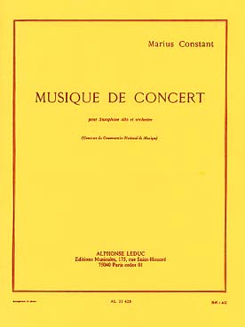 Illustration de Musique de concert pour saxophone et orchestre, réd. piano
