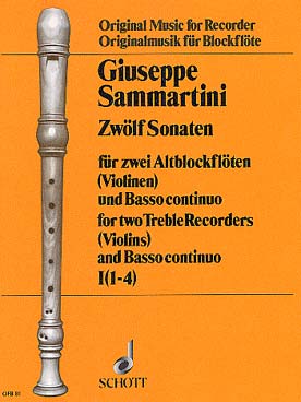 Illustration de 12 Sonates (2 flûtes alto et b. c.) - Vol. 1 : N° 1 en fa M, N° 2 en fa M, N° 3 en sol M, N° 4 en fa M