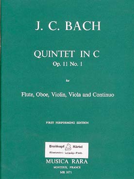 Illustration de Quintette op. 11/1 en do M pour flûte, hautbois, violon, alto et basse continue
