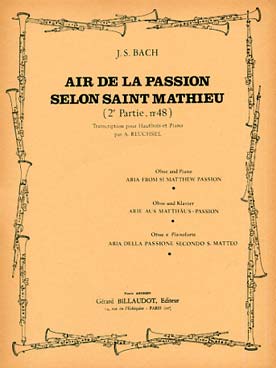 Illustration de Air de la Passion selon Saint Mathieu (tr. Reuschel)