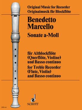 Illustration de 12 Sonates op. 2 pour flûte à bec alto (ou flûte traversière) et basse continue - N° 10 en la m