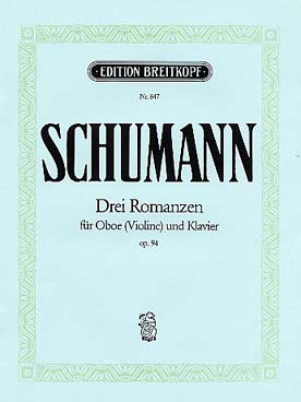 Illustration de 3 Romances op. 94 pour hautbois ou violon et piano