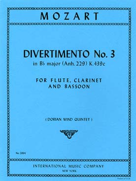 Illustration mozart divertimento n° 3 k 439c si b maj