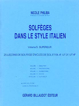 Illustration de Solfège dans le style italien - Vol. 5 : livre de l'élève