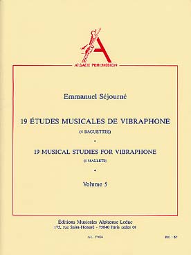 Illustration de 19 Études musicales de vibraphone (méthode vol. 5)