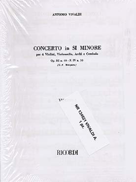 Illustration de Concerto op. 3 "L'Estro armonico" N° 10 RV 580 en si m pour 4 violons