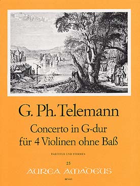 Illustration de Concerto en sol M pour 4 violons (C + P)