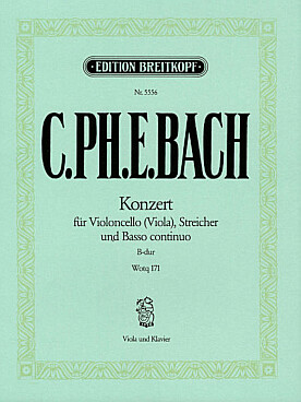 Illustration de Concerto Wq 171 en si b M pour violoncelle et orchestre (tr. Klengel pour alto et piano)