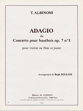 Illustration de Adagio du concerto pour hautbois op. 7/1 (tr. Boulier violon ou flûte et piano)