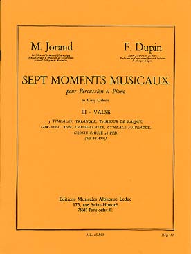 Illustration de 7 Moments musicaux - Vol. 3 : Valse (3 timbales, accessoires, tom, caisse claire, cymbale, grosse caisse et piano)