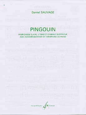 Illustration de Pingouin pour caisse claire, 2 toms et  cymbale suspendue avec accompagnement de vibraphone ou piano