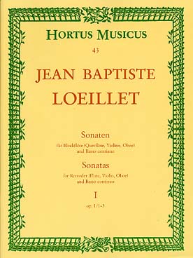 Illustration de Sonates pour flûte à bec ou traversière - Vol. 1 : op. 1/1 en la m, op. 1/2 en en ré m, op. 1/3 en sol M