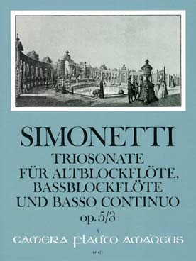 Illustration de Sonata a tre op. 5/3 en sol m pour flûte à bec alto, flûte à bec basse et basse continue