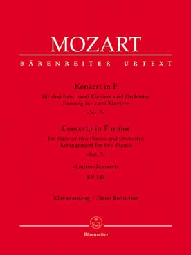 Illustration de Concerto N° 7 K 242 en fa M "Lodron concerto" pour 2 pianos et orchestre, réd. 3e piano