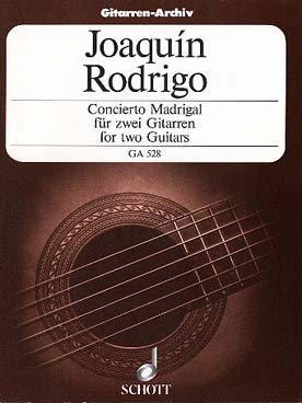 Illustration de Concierto Madrigal (original pour 2 guitares et orchestre, tr. pour 2 guitares autorisée par l'auteur). A l'origine concerto pour une vice-reine écrit pour Ida Presti