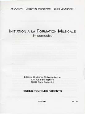 Illustration de MÉTHODE I.F.M. pour enfants de 4 à 5 ans par Gougat, Lécussant et Toussaint 1er semestre : - Fiches parents 1