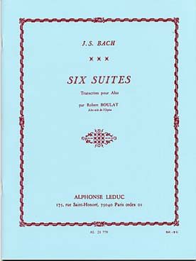 Illustration de 6 Suites BWV 1007-1012 pour violoncelle, tr. pour alto - éd. Leduc (tr. Boulay)